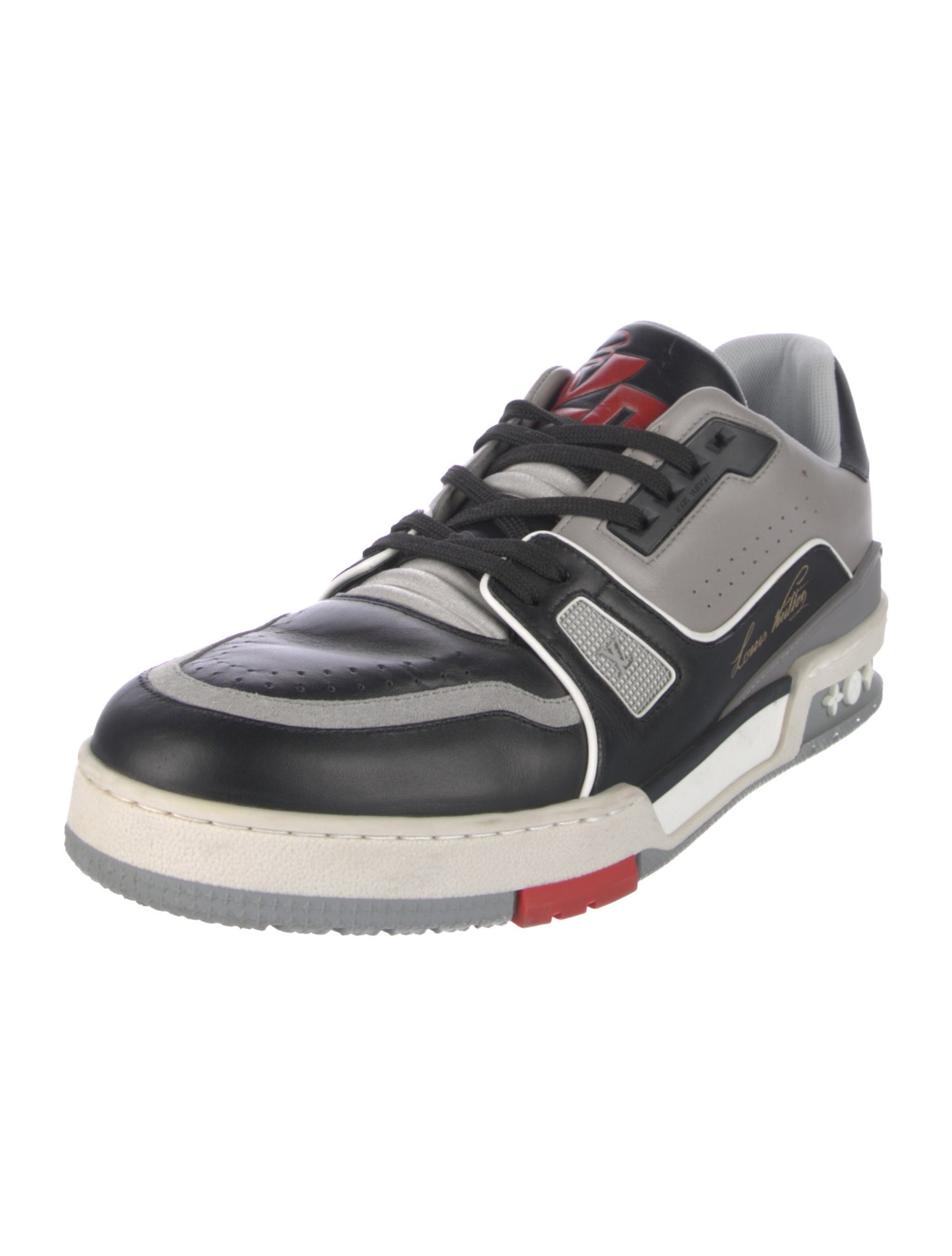 Louis Vuitton Leather Colorblock Pattern Sneakers